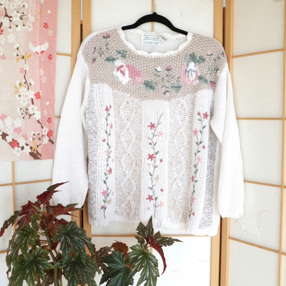 Hand Knit Cableknit Granny Sweater - Picture 2 of 7